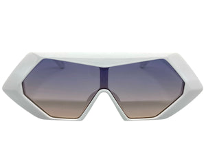 Exaggerated Modern Retro Futuristic Style SUNGLASSES Funky White Frame 80678