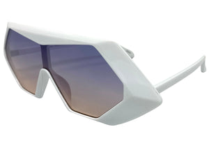 Exaggerated Modern Retro Futuristic Style SUNGLASSES Funky White Frame 80678