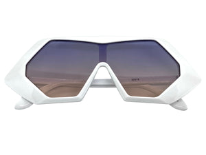 Exaggerated Modern Retro Futuristic Style SUNGLASSES Funky White Frame 80678