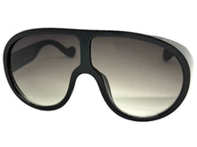 Oversized Exaggerated Vintage Retro Shield Style SUNGLASSES X-Large Black Frame - Gradient Lens 58843