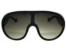 Oversized Exaggerated Vintage Retro Shield Style SUNGLASSES X-Large Black Frame - Gradient Lens 58843