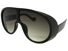 Oversized Exaggerated Vintage Retro Shield Style SUNGLASSES X-Large Black Frame - Gradient Lens 58843