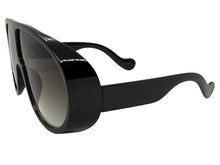 Oversized Exaggerated Vintage Retro Shield Style SUNGLASSES X-Large Black Frame - Gradient Lens 58843