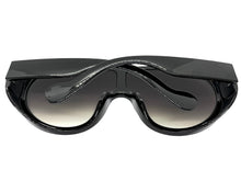 Oversized Exaggerated Vintage Retro Shield Style SUNGLASSES X-Large Black Frame - Gradient Lens 58843