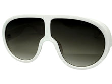 Oversized Exaggerated Vintage Retro Shield Style SUNGLASSES X-Large White Frame - Gradient Lens 58843
