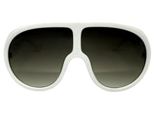 Oversized Exaggerated Vintage Retro Shield Style SUNGLASSES X-Large White Frame - Gradient Lens 58843