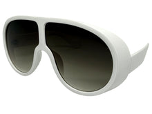 Oversized Exaggerated Vintage Retro Shield Style SUNGLASSES X-Large White Frame - Gradient Lens 58843