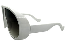 Oversized Exaggerated Vintage Retro Shield Style SUNGLASSES X-Large White Frame - Gradient Lens 58843