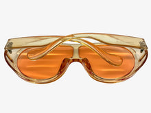 Oversized Exaggerated Vintage Retro Shield Style SUNGLASSES X-Large Champagne Frame - Peach Lens 58843