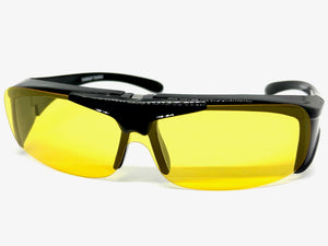Day or Night Driving Safety Fit Over RX SUNGLASSES Flip Up High Definition Yellow Polarized Lens 5089