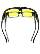 Day or Night Driving Safety Fit Over RX SUNGLASSES Flip Up High Definition Yellow Polarized Lens 5089