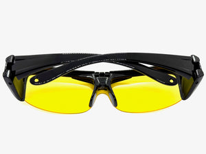 Day or Night Driving Safety Fit Over RX SUNGLASSES Flip Up High Definition Yellow Polarized Lens 5089