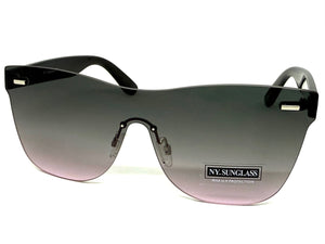 Classic Modern Retro Shield Style SUNGLASSES Rimless Black Frame 1190