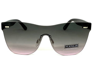 Classic Modern Retro Shield Style SUNGLASSES Rimless Black Frame 1190