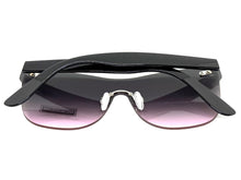 Classic Modern Retro Shield Style SUNGLASSES Rimless Black Frame 1190