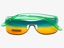 Classic Modern Retro Shield Style SUNGLASSES Rimless Green Frame 1190