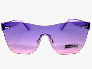 Classic Modern Retro Shield Style SUNGLASSES Rimless Purple Frame 1190