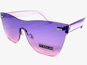 Classic Modern Retro Shield Style SUNGLASSES Rimless Purple Frame 1190