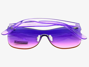 Classic Modern Retro Shield Style SUNGLASSES Rimless Purple Frame 1190