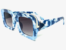 Classic Luxury Retro Hip Hop Style SUNGLASSES Large Square Faded Blue Denim Jean Frame 2070