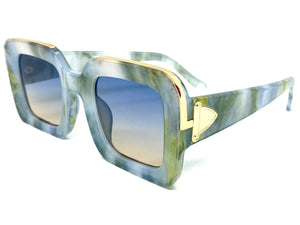 Classic Luxury Retro Hip Hop Style SUNGLASSES Large Square Marble Frame 2070