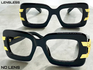 Classic Vintage Retro Hardcore Hip Hop Style Thick Black Lensless Eye Glasses- Frame Only NO Lens 6064