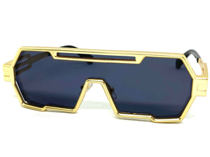 Contemporary Modern Futuristic Style SUNGLASSES Sleek Gold Frame 2267