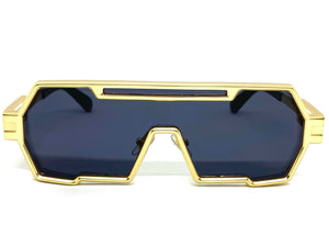 Contemporary Modern Futuristic Style SUNGLASSES Sleek Gold Frame 2267