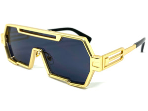 Contemporary Modern Futuristic Style SUNGLASSES Sleek Gold Frame 2267