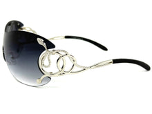 Oversized Classy Elegant Modern Shield Style SUNGLASSES Large Silver Frame 27650
