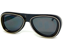 Classic Vintage Retro Aviator Style SUNGLASSES Funky Black & Gold Frame 80162