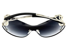 Oversized Classy Elegant Modern Shield Style SUNGLASSES Large Silver Frame 27650