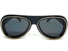 Classic Vintage Retro Aviator Style SUNGLASSES Funky Black & Gold Frame 80162