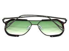 Classy Trendy Bold Modern Retro Shield Style SUNGLASSES Tortoise Frame - Light Green Lens 5399