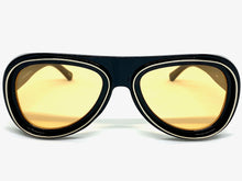 Classic Vintage Retro Aviator Style SUNGLASSES Funky Black & Silver Frame 80162