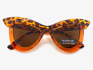 Oversized Exaggerated Retro Cat Eye Style SUNGLASSES Orange Tortoise Frame 4702