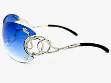 Oversized Classy Elegant Modern Shield Style SUNGLASSES Large Silver Frame 27650