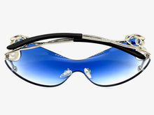 Oversized Classy Elegant Modern Shield Style SUNGLASSES Large Silver Frame 27650