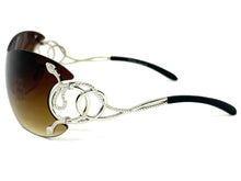 Oversized Classy Elegant Modern Shield Style SUNGLASSES Large Silver Frame 27650