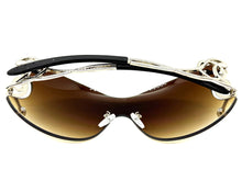 Oversized Classy Elegant Modern Shield Style SUNGLASSES Large Silver Frame 27650