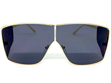 Contemporary Modern Shield Style SUNGLASSES Large Gold Frame 8420