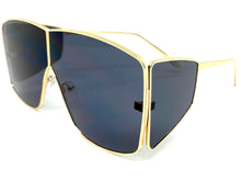 Contemporary Modern Shield Style SUNGLASSES Large Gold Frame 8420