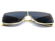 Contemporary Modern Shield Style SUNGLASSES Large Gold Frame 8420