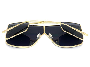 Contemporary Modern Shield Style SUNGLASSES Large Gold Frame 8420