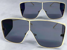 Contemporary Modern Shield Style SUNGLASSES Large Gold Frame 8420