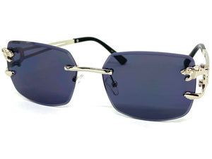 Men's Classy Elegant Luxury Modern Retro Style SUNGLASSES Rimless Silver Frame 27615