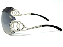 Oversized Classy Elegant Modern Shield Style SUNGLASSES Large Silver Frame 27650