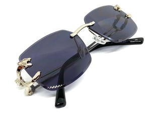 Men's Classy Elegant Luxury Modern Retro Style SUNGLASSES Rimless Silver Frame 27615