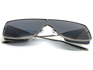 Contemporary Modern Shield Style SUNGLASSES Large Gunmetal Frame 8420