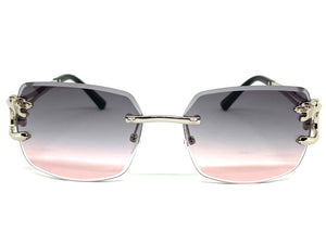 Men's Classy Elegant Luxury Modern Retro Style SUNGLASSES Rimless Silver Frame 27615